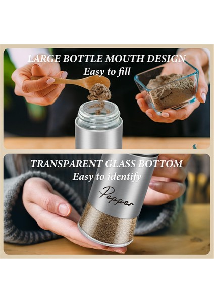 Tuz ve Karabiber Shakers Mutfak Aletleri Için Paslanmaz Çelik Kapaklı Seti Pişirme Baharat Dispenser-B (Yurt Dışından) modelleri