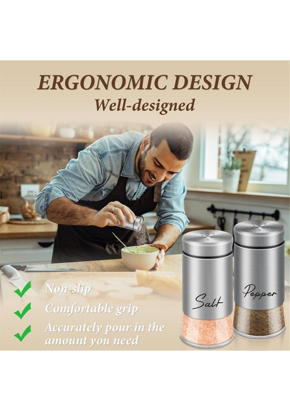 Tuz ve Karabiber Shakers Mutfak Aletleri Için Paslanmaz Çelik Kapaklı Seti Pişirme Baharat Dispenser-B (Yurt Dışından) fırsatları