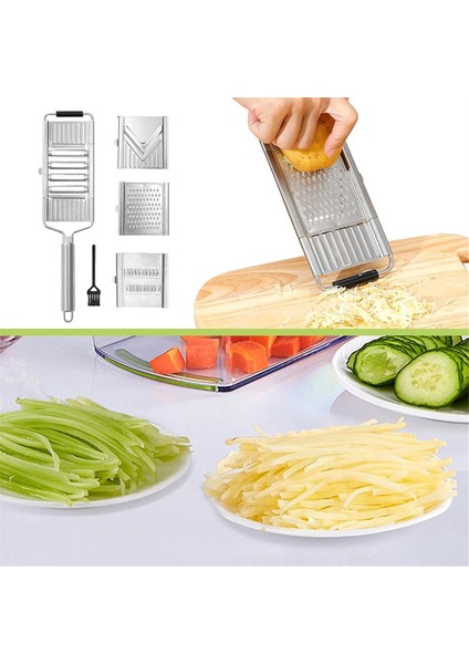 Sebze Dilimleyici Seti, 4 Aradan 1 Paslanmaz Çelik Mutfak Dilimleyicisi, Değiştirilebilir Bıçaklar, Çok Fonksiyonlu Peynir Arazileri (Yurt Dışından) modelleri