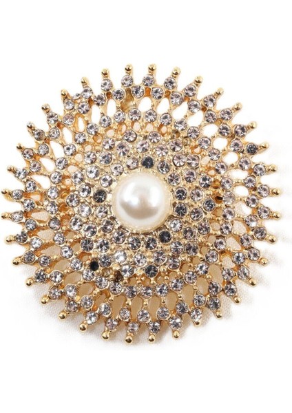Gold Renk İncili Retro Güneş Broş. Kristal Taşlı Tasarım Güneş Broş. Yaka İğnesi Broş. Güneş Broş. modelleri