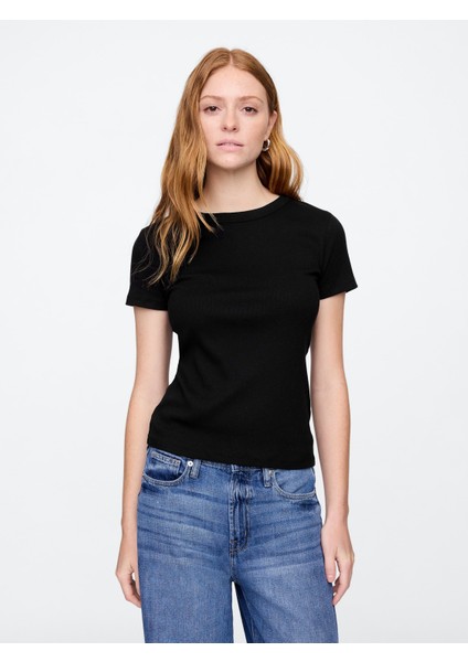 Kadın Siyah Soft Crewneck T-Shirt