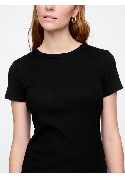 Kadın Siyah Soft Crewneck T-Shirt modelleri