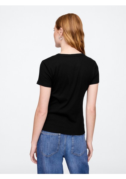 Kadın Siyah Soft Crewneck T-Shirt indirimleri