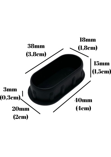 Oval Demir Profil Iç Tapa Geçme Plastik Ayak Geçme Koruma PLASTIĞI(40MM x 20MM)(SİYAH) indirimleri