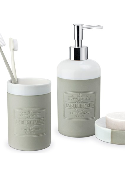 Adalene 3'lü Banyo Seti Modern Tasarım Porselen Malzeme 8,1 x 8,1 x 19,3 cm fiyatları