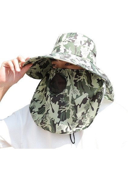 Yaz Güneş Şapkası Güneş Koruması Kuru Çiftlik Işi Açık Hava Dağcılık Şal Şapka Büyük Siperlikli Balıkçı Şapkası Yüz Maskesi Şapka (Yurt Dışından)