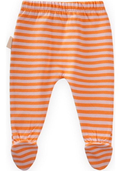 Ayaklı Bebe Pantolon 0-6 Ay Pudra Şeftali Çizgili fiyatları