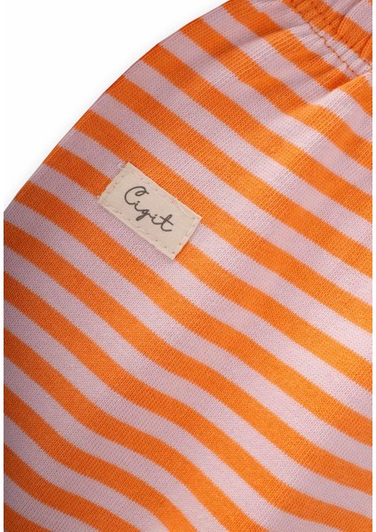 Ayaklı Bebe Pantolon 0-6 Ay Pudra Şeftali Çizgili modelleri