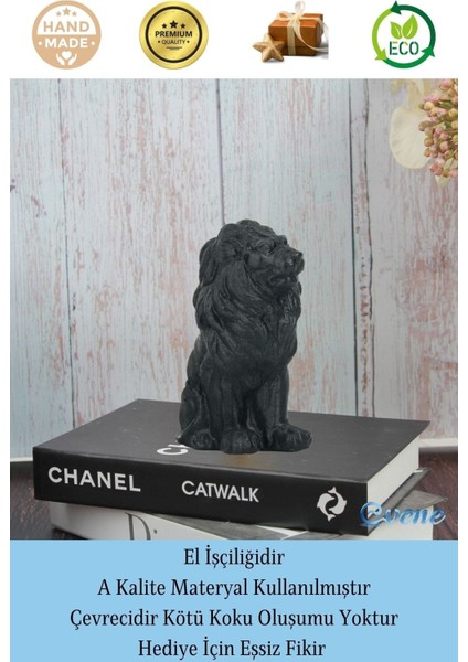 Dekoratif Biblo Oturan Aslan Heykel El Yapımı Hediyelik Süs Eşyası Model Aslan 2