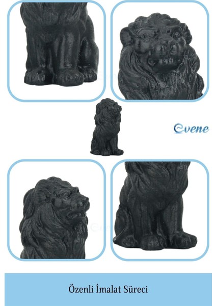 Dekoratif Biblo Oturan Aslan Heykel El Yapımı Hediyelik Süs Eşyası Model Aslan 2