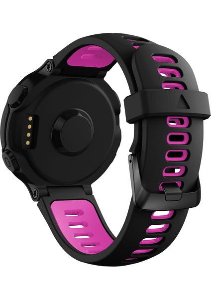 Garmin Forerunner 735XT 220, 230, 235, 620, 630 Için Silikon Saat Kayışı, Siyah Tokalı Çift Renkli Bilek Kayışı - Siyah/gül (Yurt Dışından)