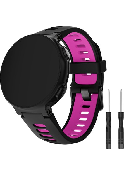 Garmin Forerunner 735XT 220, 230, 235, 620, 630 Için Silikon Saat Kayışı, Siyah Tokalı Çift Renkli Bilek Kayışı - Siyah/gül (Yurt Dışından) modelleri