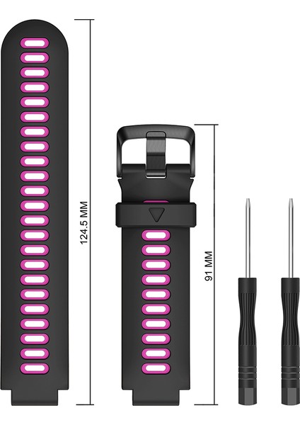 Garmin Forerunner 735XT 220, 230, 235, 620, 630 Için Silikon Saat Kayışı, Siyah Tokalı Çift Renkli Bilek Kayışı - Siyah/gül (Yurt Dışından) fırsatları