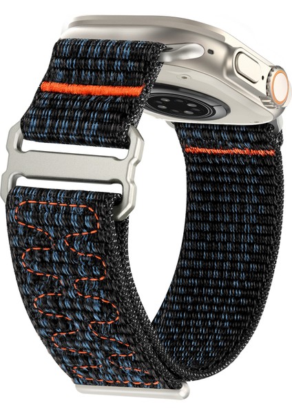 Apple Watch Series 10 42MM/9 8 7 41MM/SE (2023) Se (2022) Se 6 5 4 40MM/3 2 1 38MM Magic Tape Kayış Ayarlanabilir Naylon Saat Kayışı - Safir + Turuncu (Yurt Dışından) fiyatları