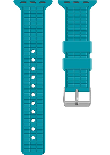 Apple Watch Series 10 42MM/9 8 7 41MM/SE (2023) Se (2022) Se 6 5 4 40MM/3 2 1 38MM Kayış Izgara Desenli Silikon Saat Bandı - Turkuaz Yeşil (Yurt Dışından)