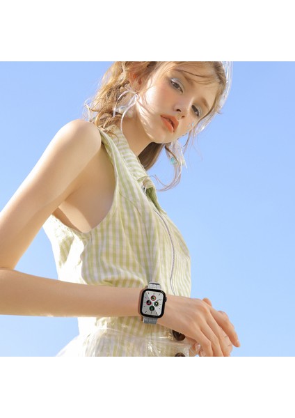 Apple Watch Series 10 42MM/9 8 7 41MM/SE (2023) Se (2022) Se 6 5 4 40MM/3 2 1 38MM Kayış Izgara Desenli Silikon Saat Bandı - Turkuaz Yeşil (Yurt Dışından) indirimleri