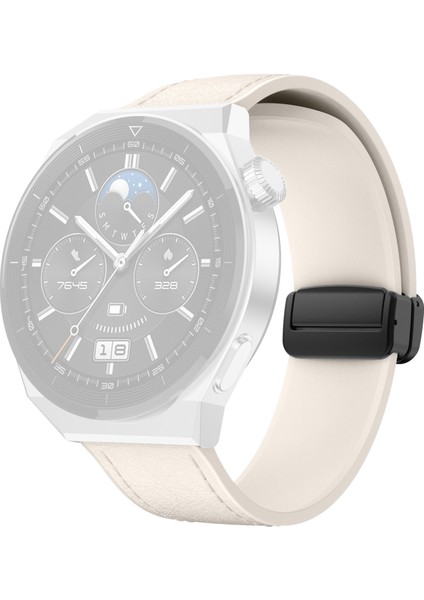 Huawei Watch Gt 3 42MM/GT 3 Pro 43MM Saat Kayışı 20MM Deri Kaplı Silikon Kayış ve Manyetik Toka - Starlight (Yurt Dışından)