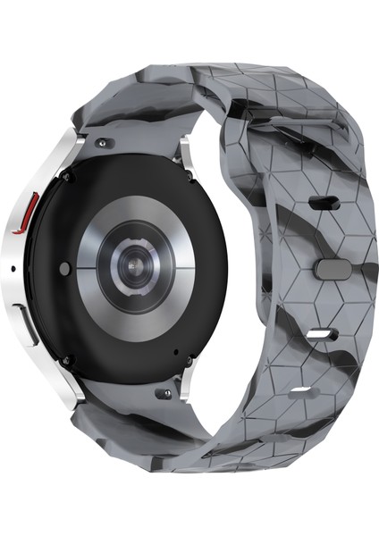 Samsung Galaxy Watch Fe 40MM/WATCH6/WATCH6 Classic/watch 5/watch 5 Pro Silikon Saat Kayışı Futbol Desenli - Siyah Gri Kamuflaj (Yurt Dışından)