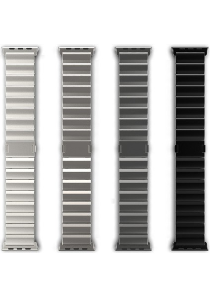Apple Watch Series 10 42MM/9 8 7 41MM/SE (2023) Se (2022) Se 6 5 4 40MM/3 2 1 38MM Titanyum Alaşımlı Saat Kayışı Manyetik Kilit - Siyah (Yurt Dışından) indirimleri