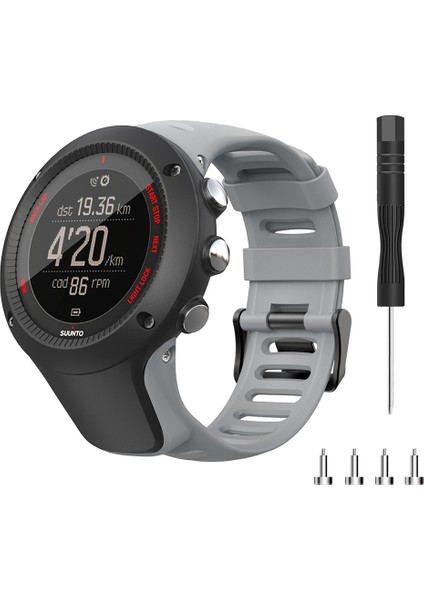 Sunnto Ambit 1/2/3/2s/2r/3p/3s/3r Yumuşak Silikon Akıllı Saat Kayışı Değişimi ve Kurulum Aleti - Gri (Yurt Dışından)