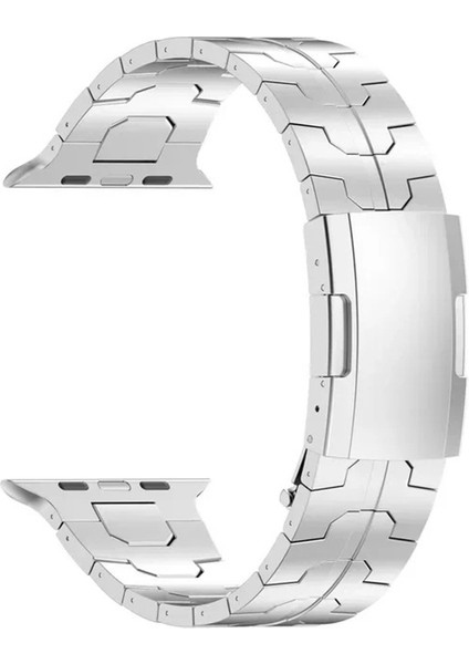 Apple Watch 10 46MM/ULTRA 2/ultra 49MM/9 8 7 45MM/SE (2023) Se (2022) Se 6 5 4 44MM/3 2 1 42MM Titanyum Alaşımlı Kayış Bandı - Gümüş (Yurt Dışından) modelleri