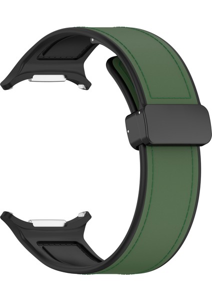 Samsung Galaxy Watch Ultra 47MM Saat Kayışı Manyetik Tokalı Deri Kaplı Silikon Bileklik - Yeşil (Yurt Dışından) modelleri
