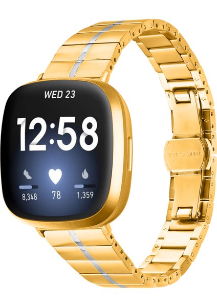 Fitbit Versa 4/sense 2 Paslanmaz Çelik Saat Kayışı Bilek Bandı Yedek Parçası - Altın + Gümüş (Yurt Dışından) indirimleri