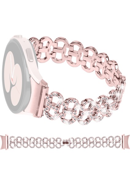 Samsung Galaxy Watch6 40MM 44MM/WATCH6 Classic 43MM 47MM Yapay Elmas Dekorlu Kabak Şeklinde Saat Kayışı Alaşımlı Kayış-Pembe (Yurt Dışından)