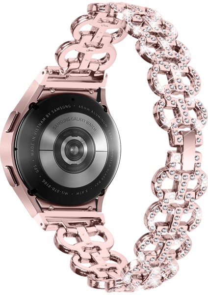 Samsung Galaxy Watch6 40MM 44MM/WATCH6 Classic 43MM 47MM Yapay Elmas Dekorlu Kabak Şeklinde Saat Kayışı Alaşımlı Kayış-Pembe (Yurt Dışından) modelleri