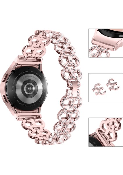 Samsung Galaxy Watch6 40MM 44MM/WATCH6 Classic 43MM 47MM Yapay Elmas Dekorlu Kabak Şeklinde Saat Kayışı Alaşımlı Kayış-Pembe (Yurt Dışından) fırsatları
