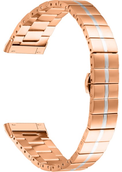 Fitbit Versa 4/sense 2 Paslanmaz Çelik Saat Kayışı Bilek Bandı Yedek Parçası - Gül Altın + Gümüş (Yurt Dışından)