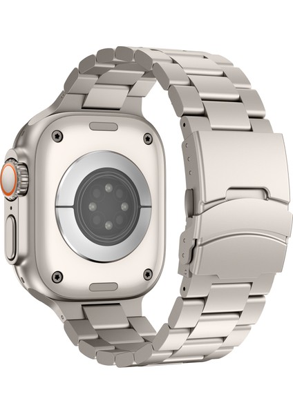 Apple Watch Series 10 42MM/9 8 7 41MM/SE (2023) Se (2022) Se 6 5 4 40MM/3 2 1 38MM 3 Boncuklu Titanyum Alaşımlı Saat Kayışı Yedek Bant-Titanyum (Yurt Dışından)