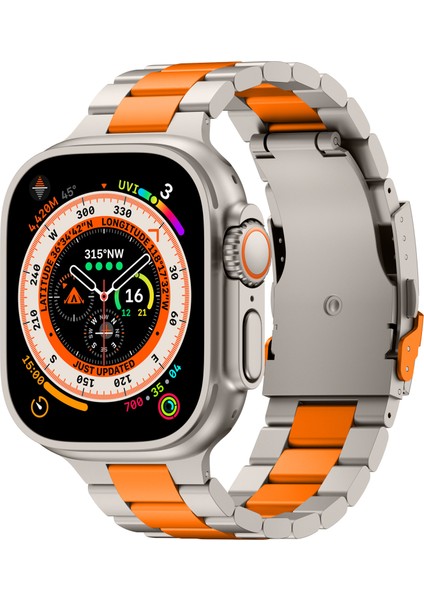 Apple Watch Series 10 42MM/9 8 7 41MM/SE (2023) Se (2022) Se 6 5 4 40MM/3 2 1 38MM 3 Boncuklu Titanyum Alaşımlı Saat Kayışı Yedek Bant - Titanyum + Turuncu (Yurt Dışından) fiyatları