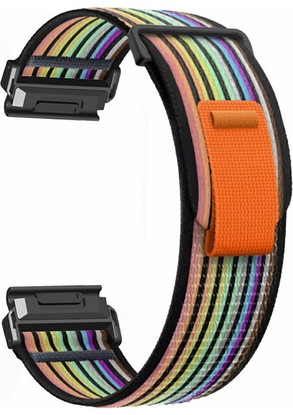 Garmin Fenix 7/6/5 Yedek Naylon Ayarlanabilir Döngülü Bağlantı Kayışı - Gökkuşağı + Siyah (Yurt Dışından)