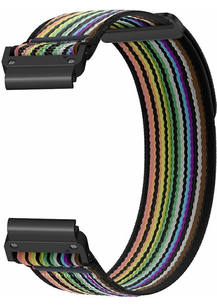 Garmin Fenix 7/6/5 Yedek Naylon Ayarlanabilir Döngülü Bağlantı Kayışı - Gökkuşağı + Siyah (Yurt Dışından) fırsatları