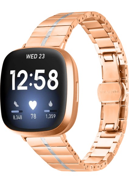 Fitbit Versa 4/sense 2 Paslanmaz Çelik Saat Kayışı Bilek Bandı Yedek Parçası - Gül Altın + Gümüş (Yurt Dışından) indirimleri