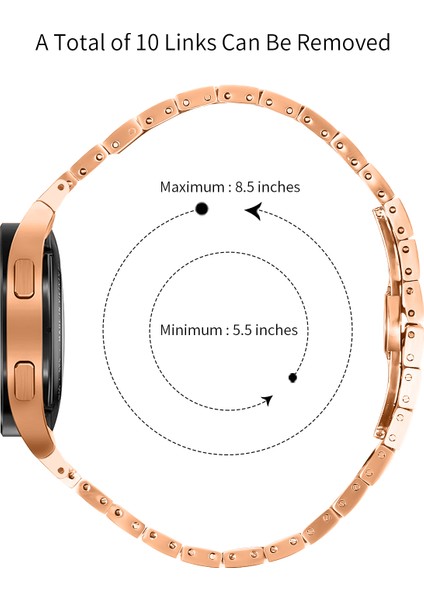 Samsung Galaxy Watch Fe 40MM/WATCH4/WATCH4 Classic/watch4 Active/watch 5/watch 5 Pro Paslanmaz Çelik Kayış Bileklik - Gül Altın (Yurt Dışından) fiyatları
