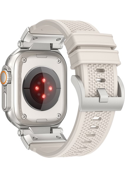 Apple Watch 10 46MM/ULTRA 2/ultra 49MM/9 8 7 45MM/SE (2023) Se (2022) Se 6 5 4 44MM/3 2 1 42MM Lastik Bant Kayışı-Starlight (Yurt Dışından)