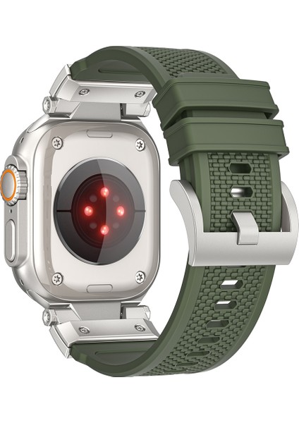 Apple Watch 10 46MM/ULTRA 2/ultra 49MM/9 8 7 45MM/SE (2023) Se (2022) Se 6 5 4 44MM/3 2 1 42MM Lastik Bant - Ordu Yeşili (Yurt Dışından)