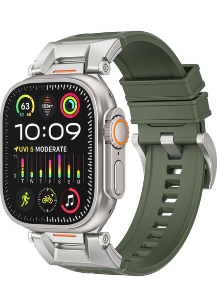 Apple Watch 10 46MM/ULTRA 2/ultra 49MM/9 8 7 45MM/SE (2023) Se (2022) Se 6 5 4 44MM/3 2 1 42MM Lastik Bant - Ordu Yeşili (Yurt Dışından) fırsatları