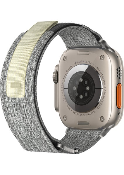 Kalebol Apple Watch Series 10 42MM/9 8 7 41MM/SE (2023) Se (2022) Se 6 5 4 40MM/3 2 1 38MM Naylon Saat Kayışı Ayarlanabilir Kayış - Açık Gri (Yurt Dışından)
