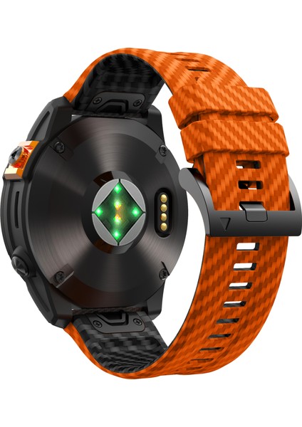 Garmin Fenix 7x Quickfit 26MM Karbon Fiber Dokulu Saat Kayışı Ayarlanabilir Silikon Bant-Turuncu+Siyah (Yurt Dışından)