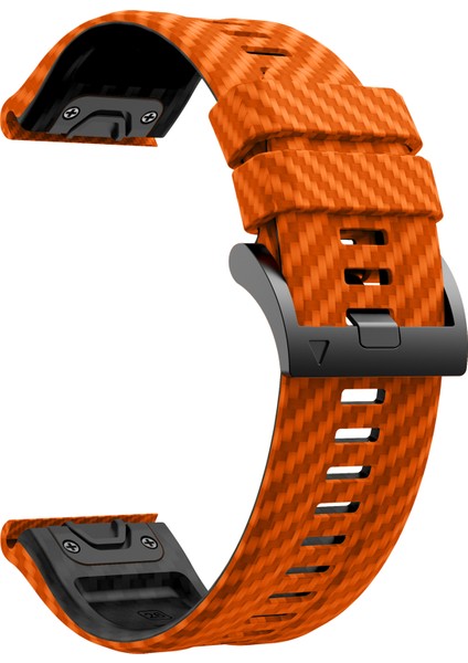 Garmin Fenix 7x Quickfit 26MM Karbon Fiber Dokulu Saat Kayışı Ayarlanabilir Silikon Bant-Turuncu+Siyah (Yurt Dışından) modelleri