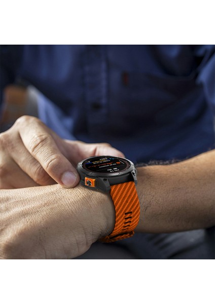 Garmin Fenix 7x Quickfit 26MM Karbon Fiber Dokulu Saat Kayışı Ayarlanabilir Silikon Bant-Turuncu+Siyah (Yurt Dışından) indirimleri