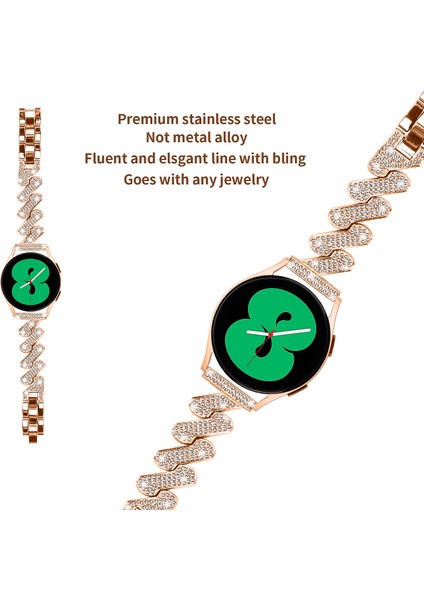 Samsung Galaxy Watch Fe 40MM Bling Rhinestone Dekorlu Saat Kayışı Sert Alaşımlı Bilezik - Gül Altın (Yurt Dışından) fiyatları