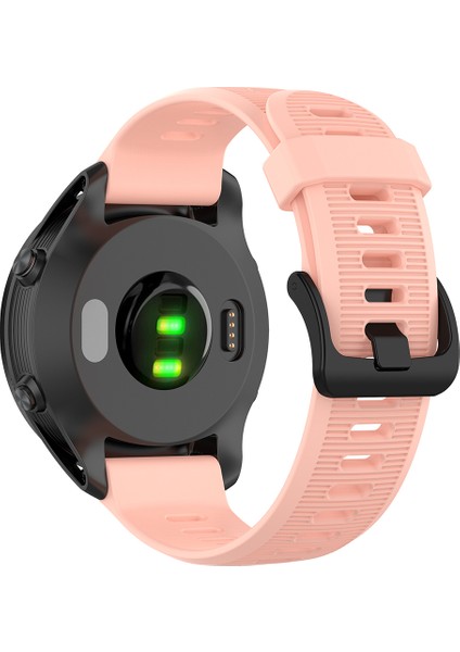 Garmin Forerunner 945/935 Yedek Bileklik Çelik Tokalı Dokulu Silikon Saat Kayışı - Açık Pembe (Yurt Dışından)