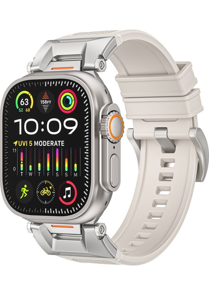 Apple Watch 10 46MM/ULTRA 2/ultra 49MM/9 8 7 45MM/SE (2023) Se (2022) Se 6 5 4 44MM/3 2 1 42MM Lastik Bant Kayışı-Starlight (Yurt Dışından) fırsatları