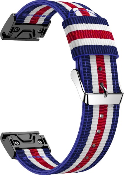 Garmin Fenix 5x Için Naylon Saat Bilek Kayışı Değişimi - Mavi/beyaz/kırmızı/beyaz/mavi (Yurt Dışından)