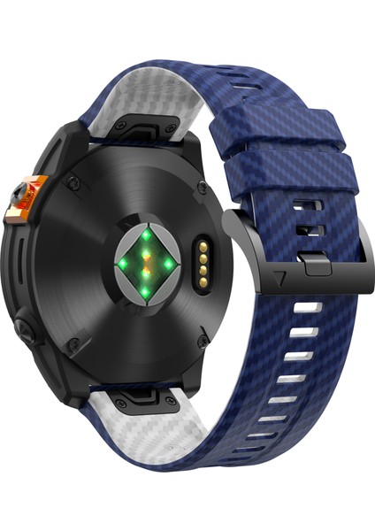 Garmin Fenix 7x Quickfit 26MM Karbon Fiber Dokulu Saat Kayışı Ayarlanabilir Silikon Bant-Safir+Beyaz (Yurt Dışından)