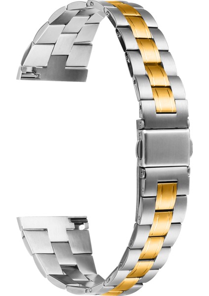 Fossil Gen 5 Julianna Paslanmaz Çelik Bant Ultra Ince Yedek Saat Kayışı - Gümüş + Altın (Yurt Dışından)
